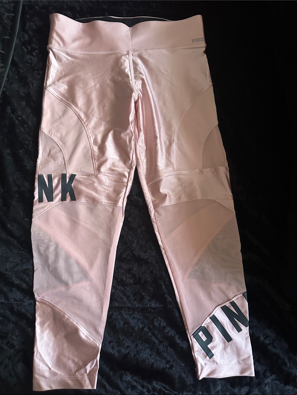 PINK Victoria's Secret Light Pink Mesh-Panel Active Leggings